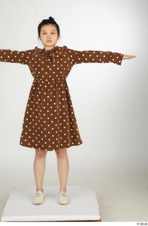 Aera brown dots dress casual dressed standing t poses white…